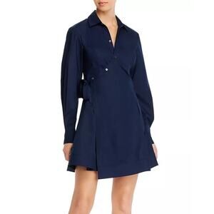 $395 Derek Lam 10 Crosby Midnight Blue Asymmetric Petra Wrap Dress 10 NEW